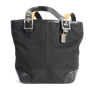 Black Coach Handbag with Two Tone Leather Straps No. L042-1835